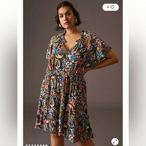 Anthropologie Robin Multicolor Tiered Mini Dress